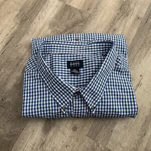 HB Harbor Bay Shirt Mens Size 6XL BIG Blue Gingham Check Short Sleeve Pocket